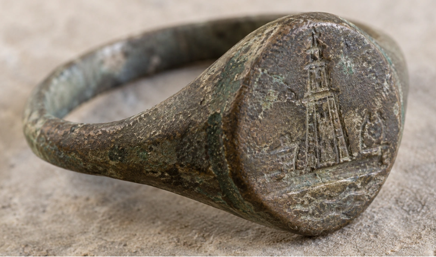 Leuchtturm von Alexandria: Ring mit Pharos-Motiv